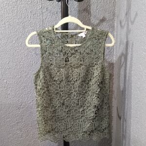 Nannette Olive Green Lace Blouse